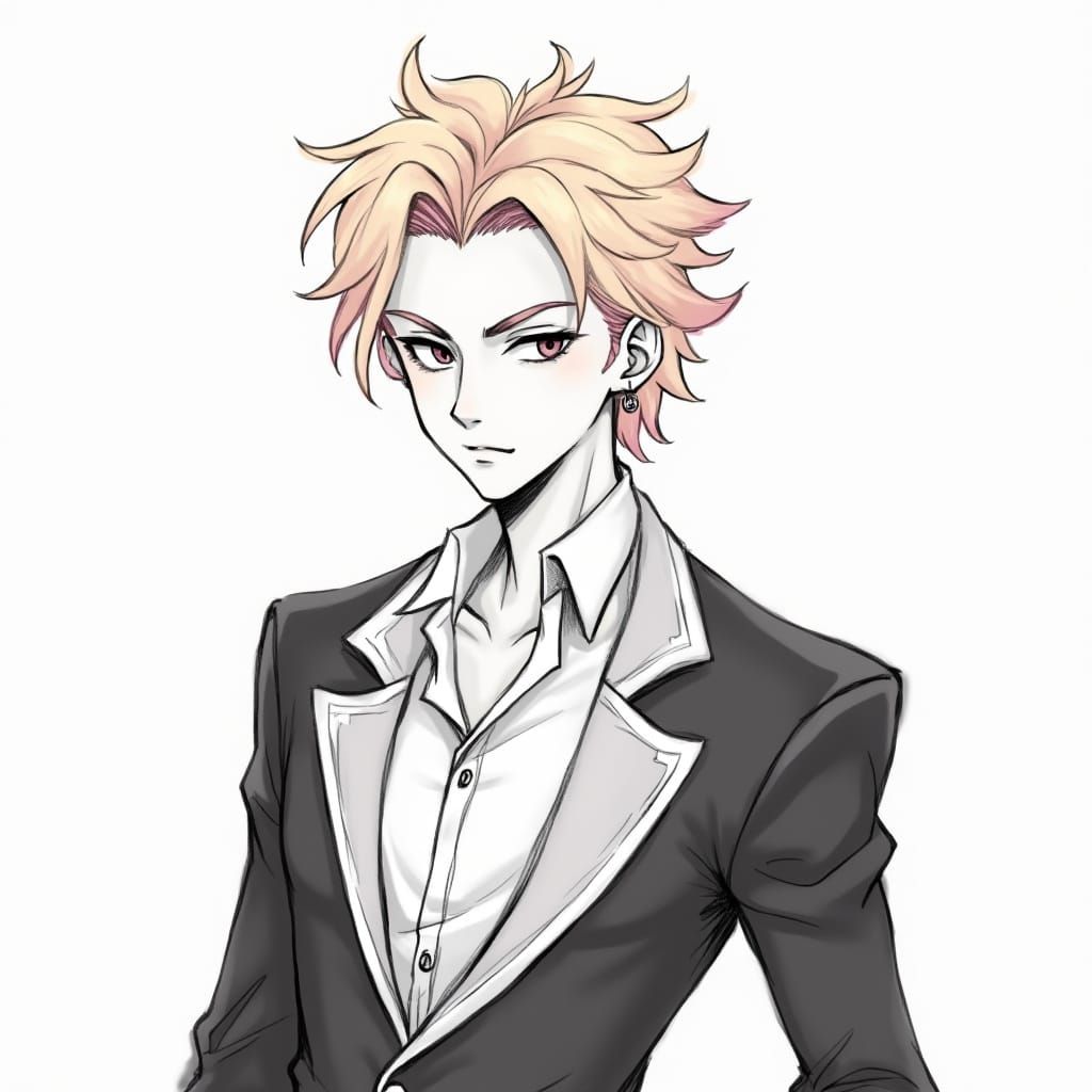 Cool Giorno Giovanna Anime Sketch with Watercolor Hints