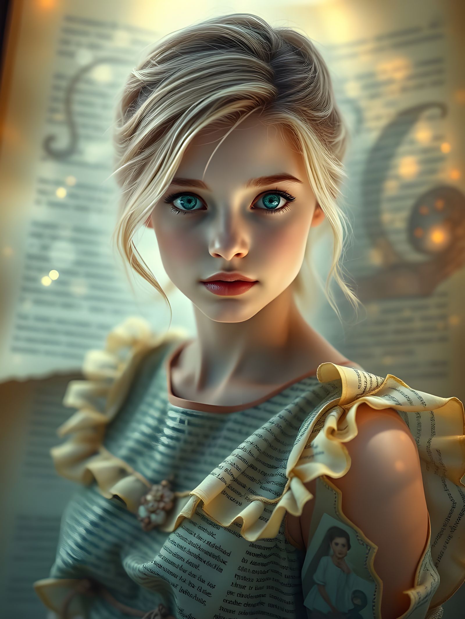 Enigmatic, Whimsical Woman in Spectral Holographic Curvy Fem...