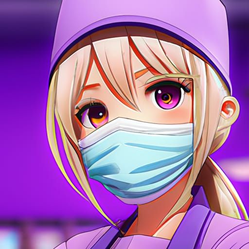 Cute Surgical Nurse Illustration in Ghibli Anime Style