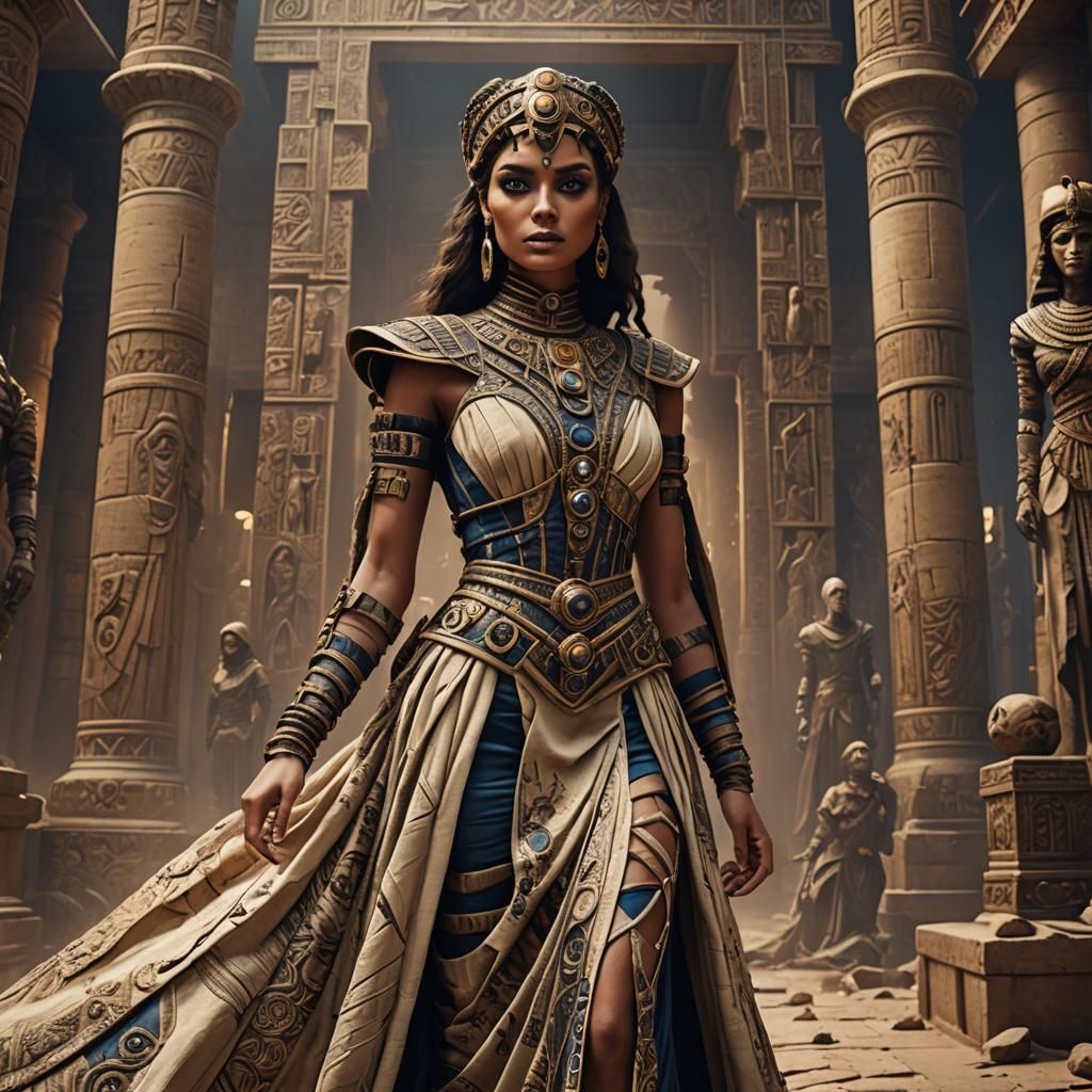 Mummy-Inspired Haute Couture Dress: Detailed Concept Art