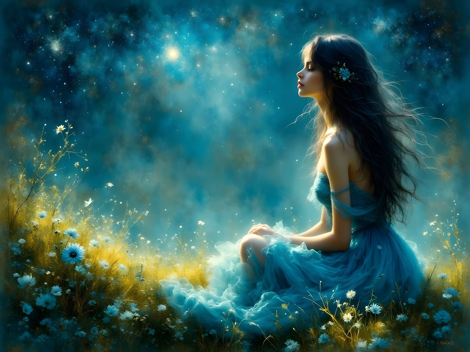 Norse Goddess Amidst Celestial Wonders