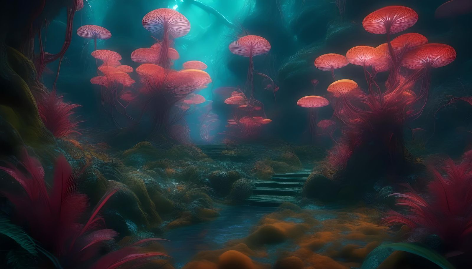 Psychedelic Jungle with Crystalline Cordyceps