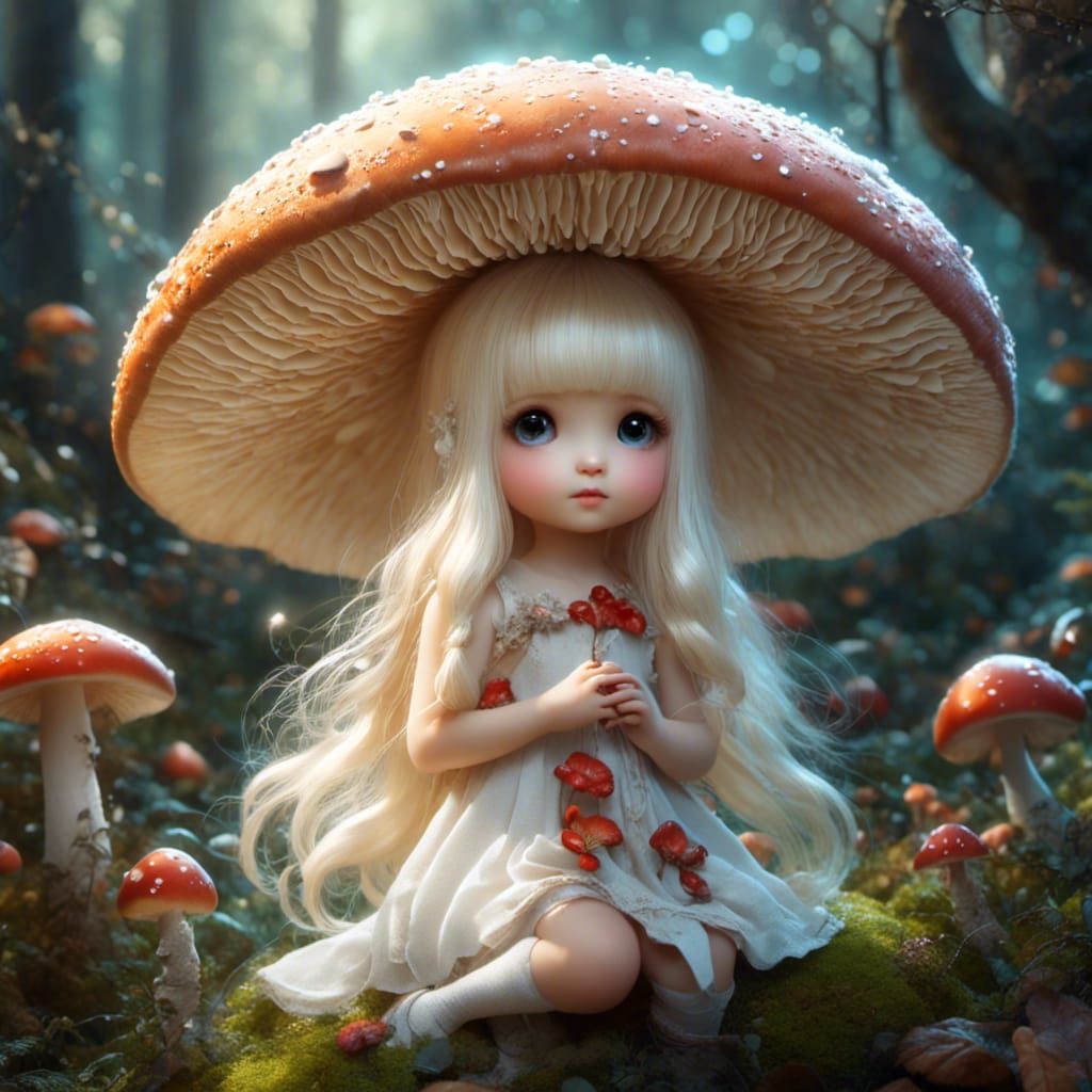 Mushroom Fairy in Whimsical Forest