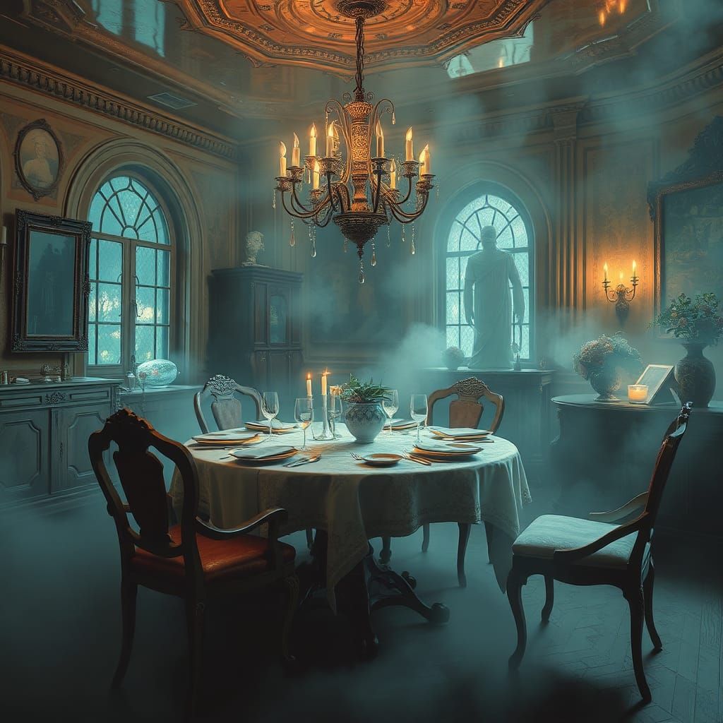 Ethereal Ghostpunk Dining Room in Acrylic Style