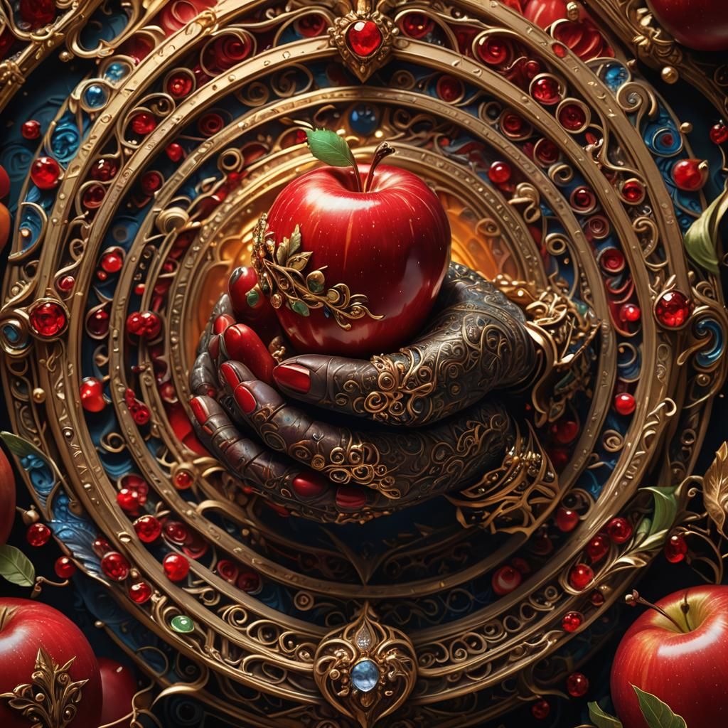 Red Apple Held by King Baby: Fantasy Art