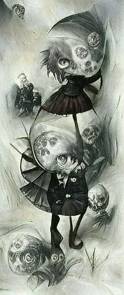 Chibi Magical Girl in Victorian Goth Style