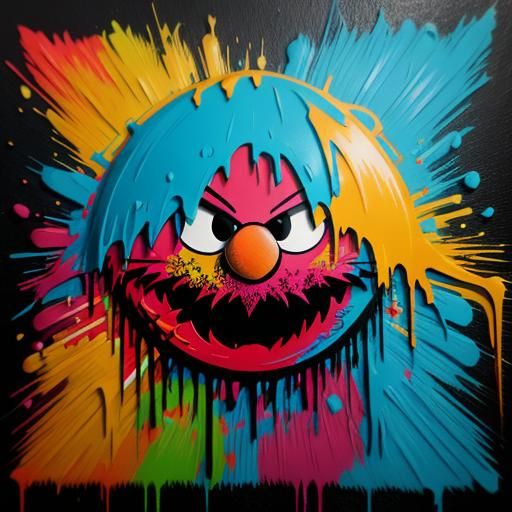 Elmo Graffiti Art in Street Style