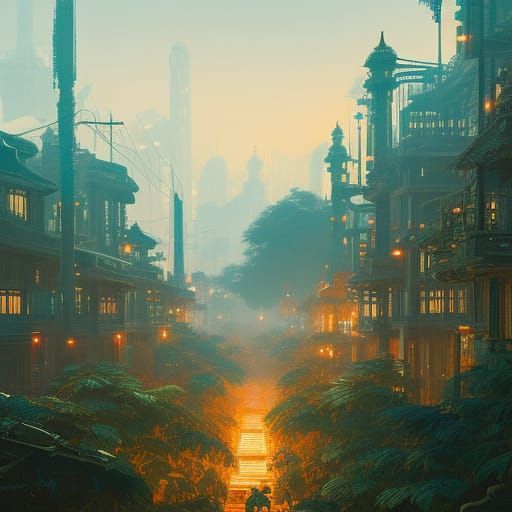 Hyperdetailed Pineapple with Art Deco Architecture