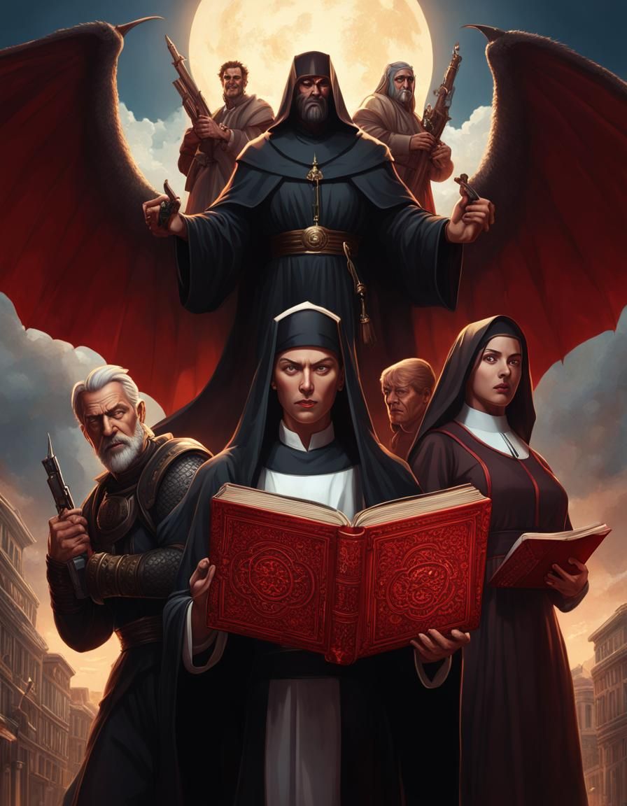 Modern Turin: Man, Nun, and Winged Deity