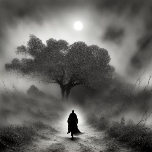 Surreal Pathway to a Mysterious World in Black and White