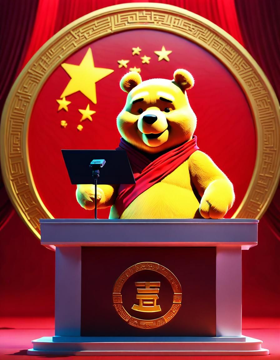 Pooh Bear as Xi Jinping: 3D Anime Concept Art