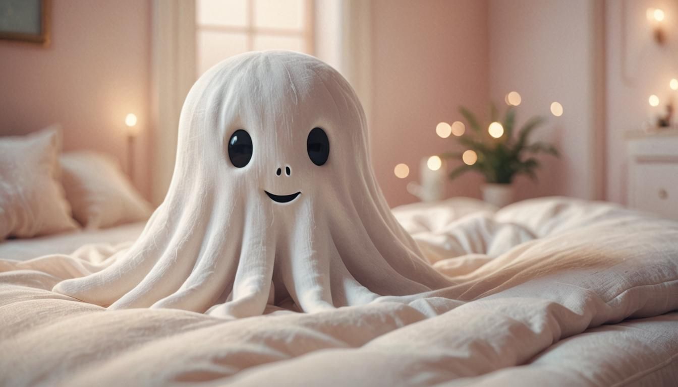 Pastel Ghost Floats to a Cozy Pillow