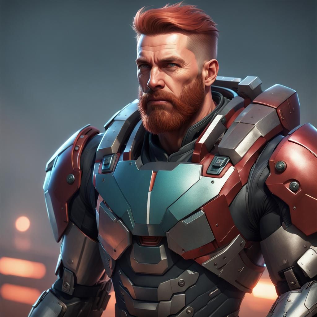 Man in Futuristic Armor: Digital Concept Art