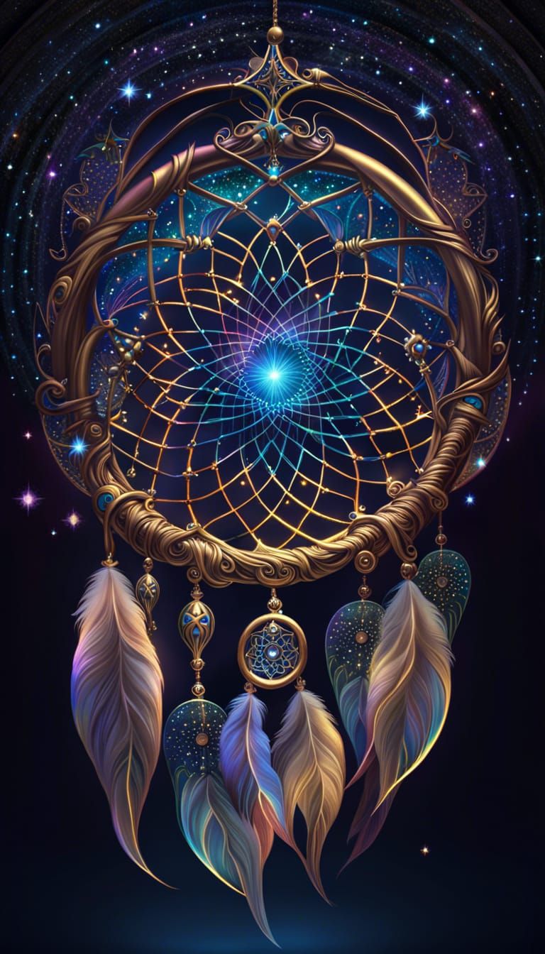 Cosmic Dreamcatcher in Art Nouveau Style