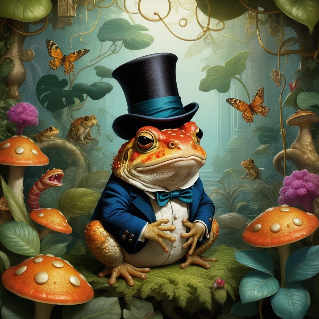 Despondent Toad Pines for Chubby Inchworm in Whimsical Zoo H...