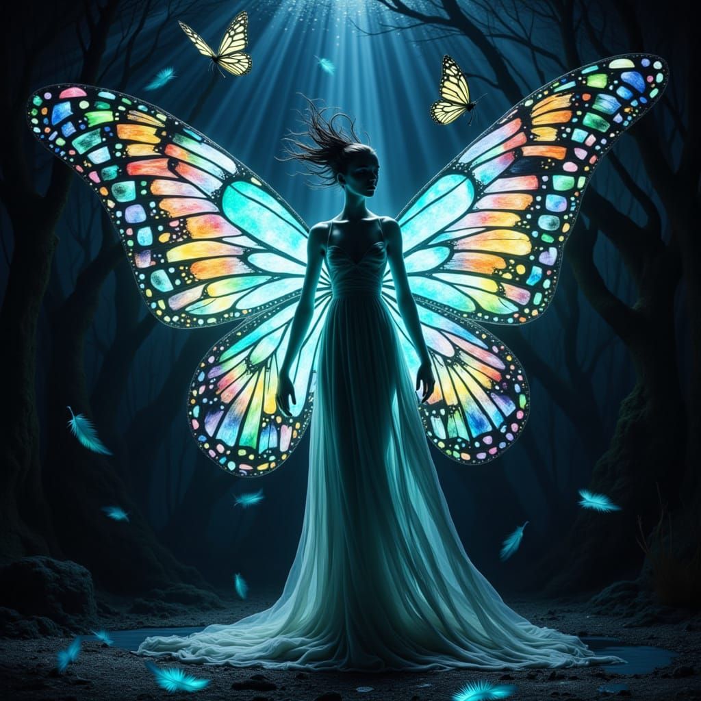 Surreal Spectral Woman in Art Deco Underwater Scene