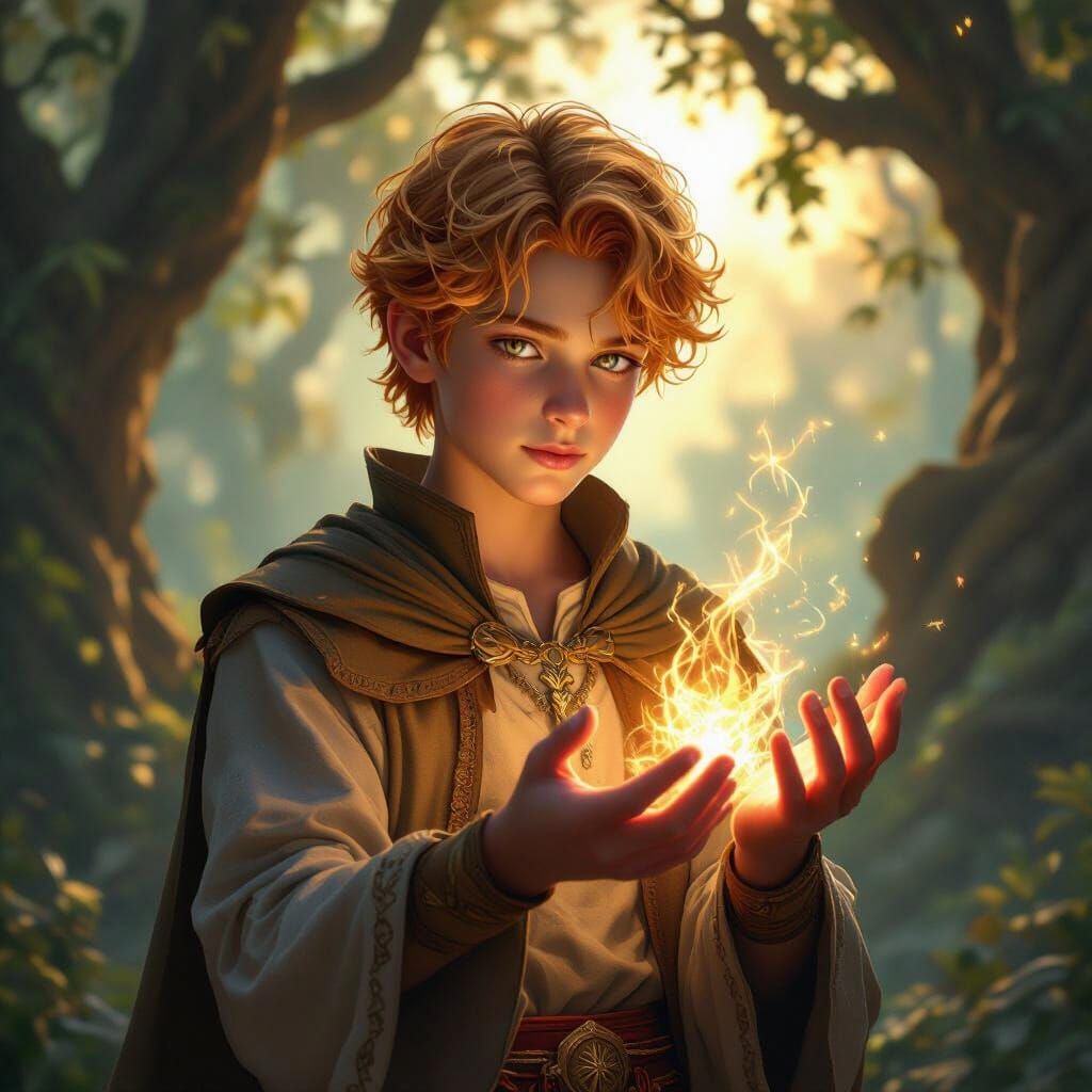 Muscular Healer Boy with Strawberry Blonde Hair in Magical W...