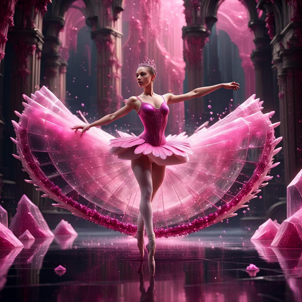 Pink Crystal Ballerina: Detailed Matte Painting