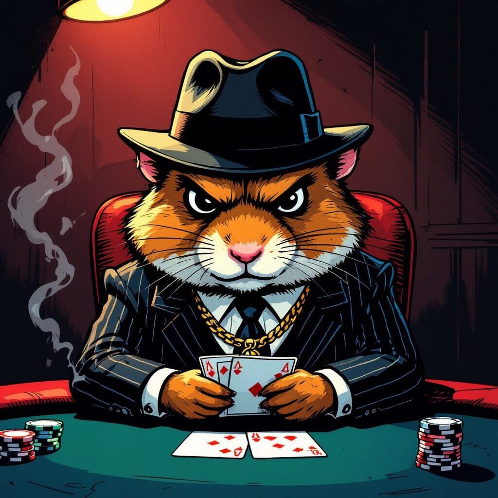 Grumpy Hamster Gangster in Noir Comic Style