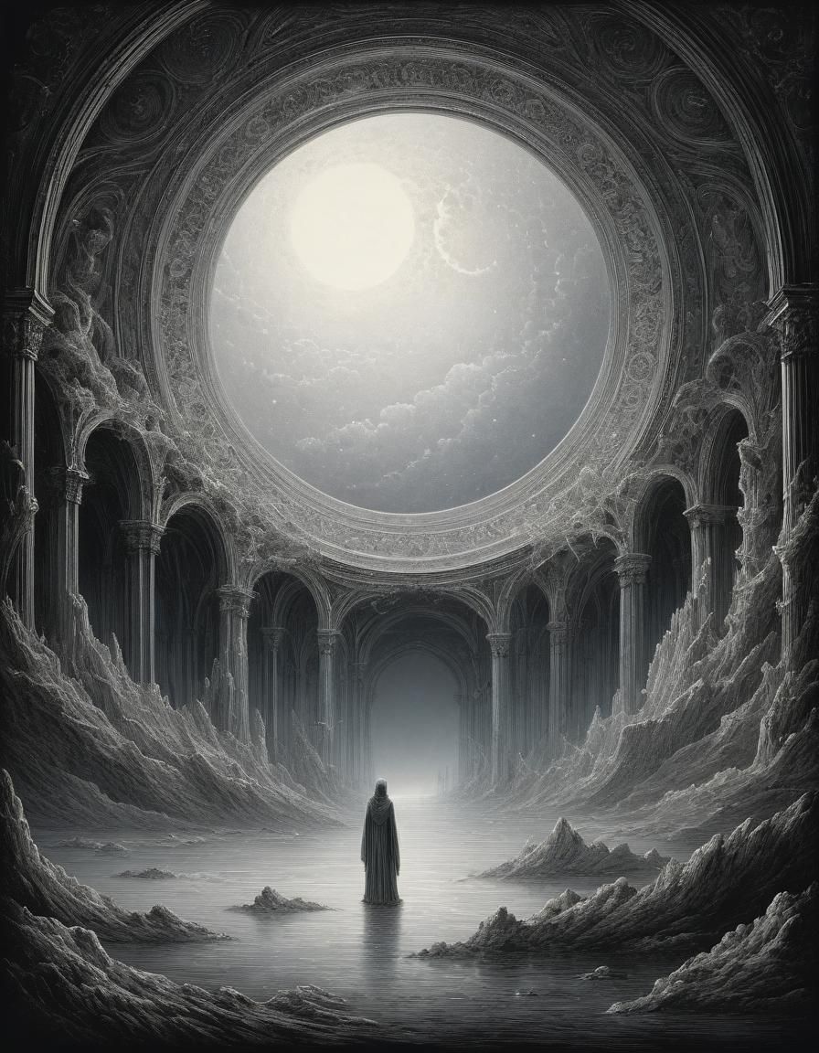 Ethereal Silver Figure in Minimalist Style