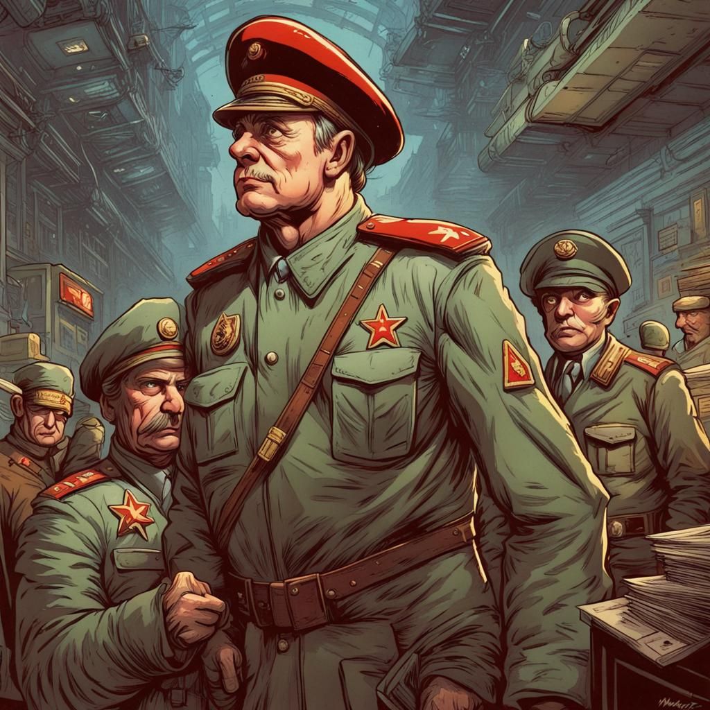 Soviet Cartoon Art in Comic Book Style