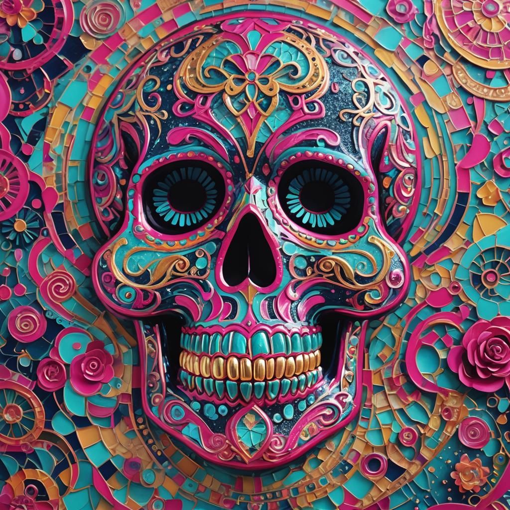 Vibrant Fauvist Sugar Skull