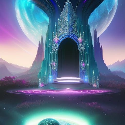 Galactic Fae Throne in Anime Digital Illustration