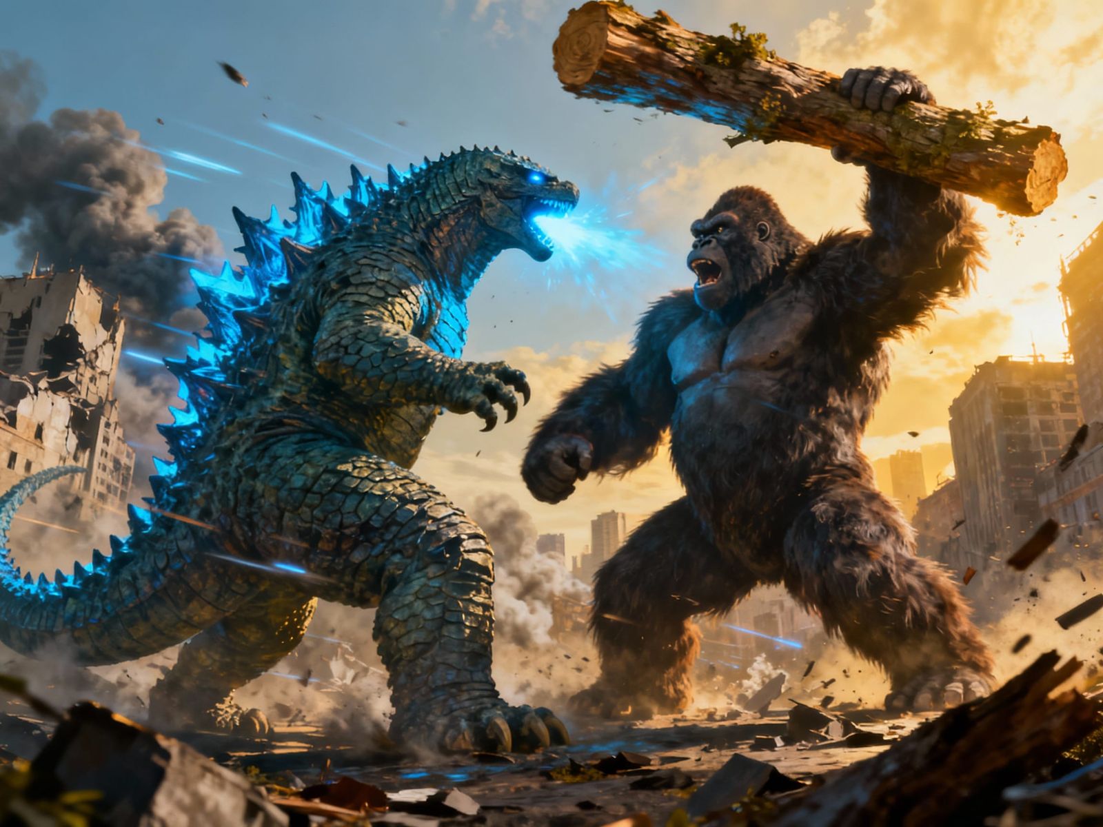 Epic Godzilla vs King Kong Battle Art