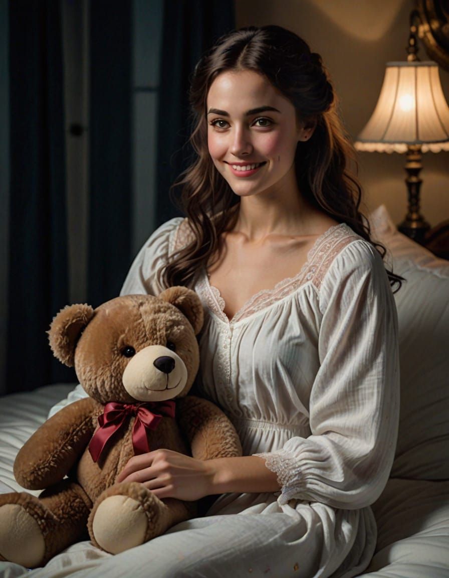 A Victorian Woman's Gentle Nighttime Moment