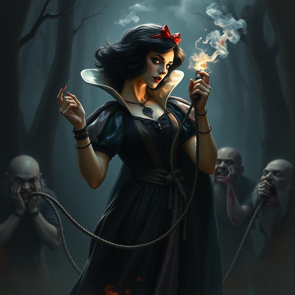 Gothic Snow White in Beksiński-Inspired Forest