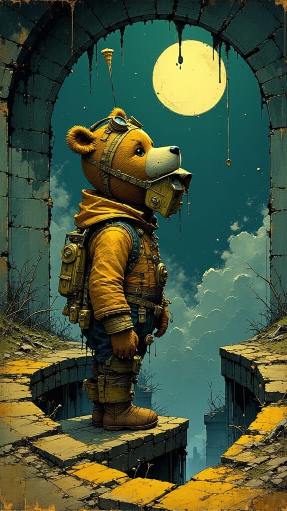 Teddy the Bear, steampunk explorer.