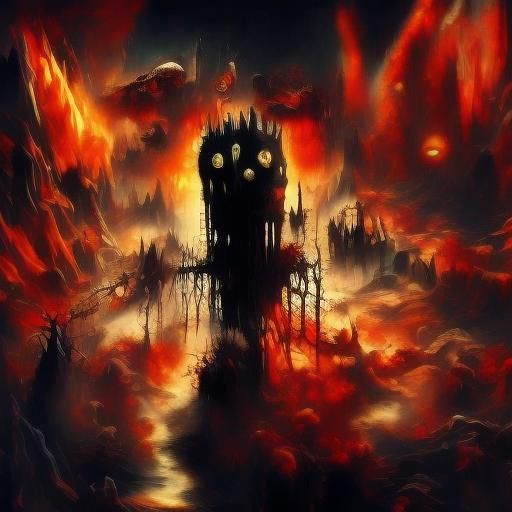 Demonic Cat's Shadow in Dark Fantasy Horror Illustration