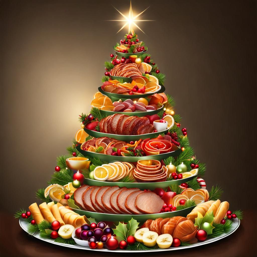 Christmas Dinner Christmas Tree: Festive Food Art