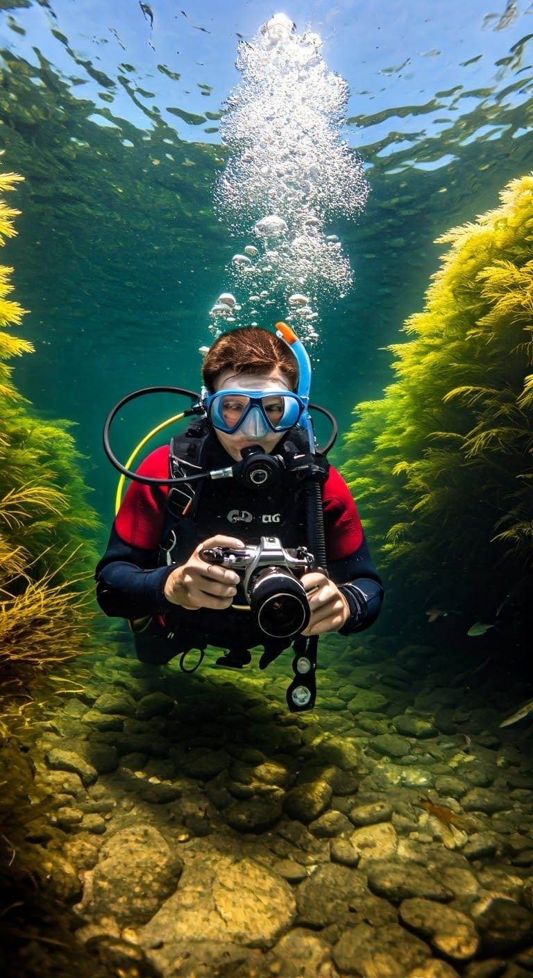 Underwater Photographer in Crystal Clear Waters