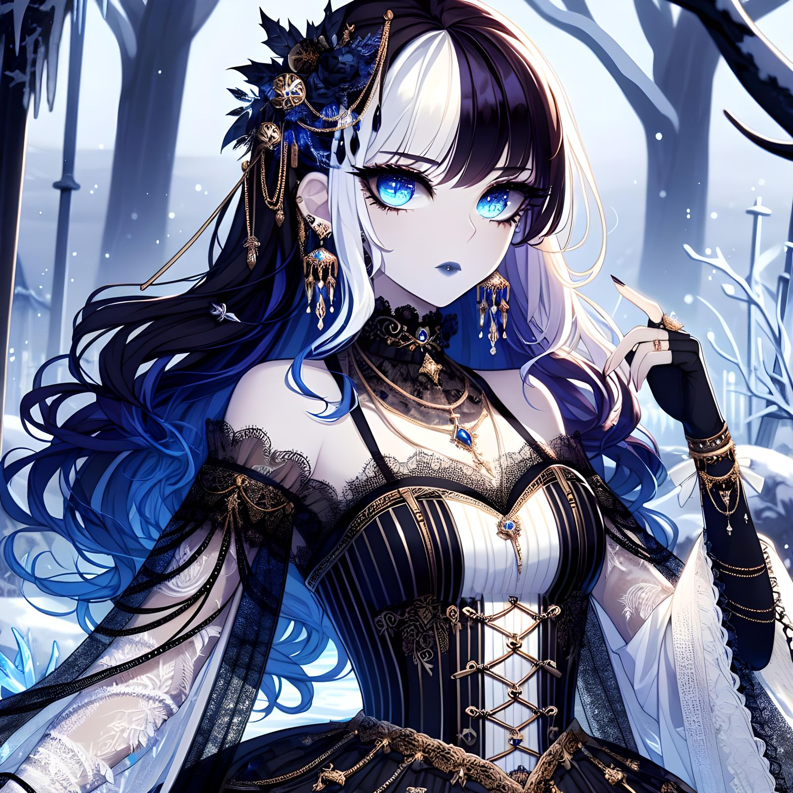 Goth Singer in Frozen Garden, Japanese Animation Style