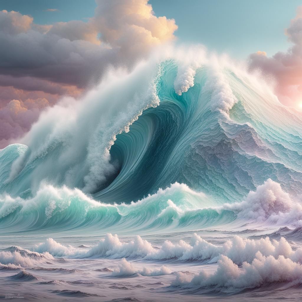 Multicolor Pastel Wave: Digital Matte Painting
