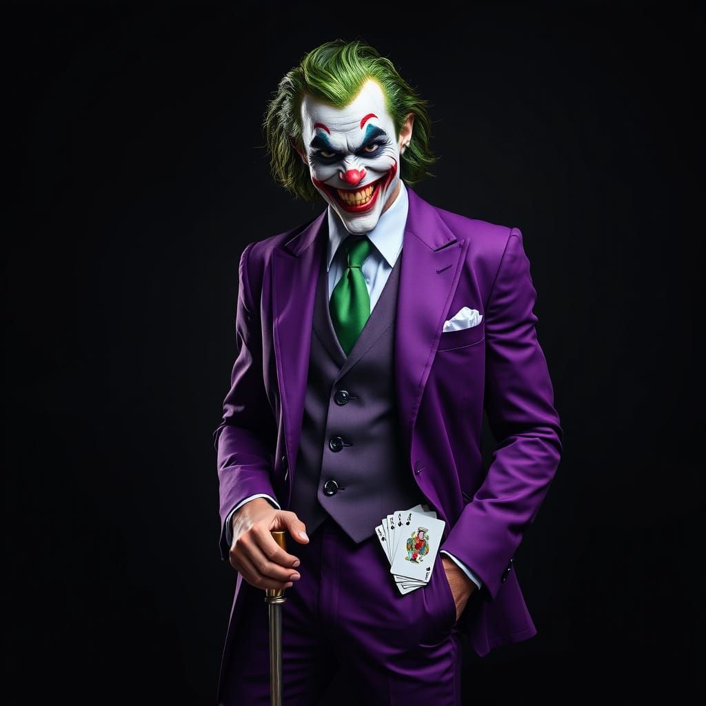 The Joker with Cards and Cane in Cinematic 8K
