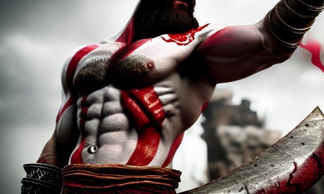 Photorealistic Kratos: God of War in Blood