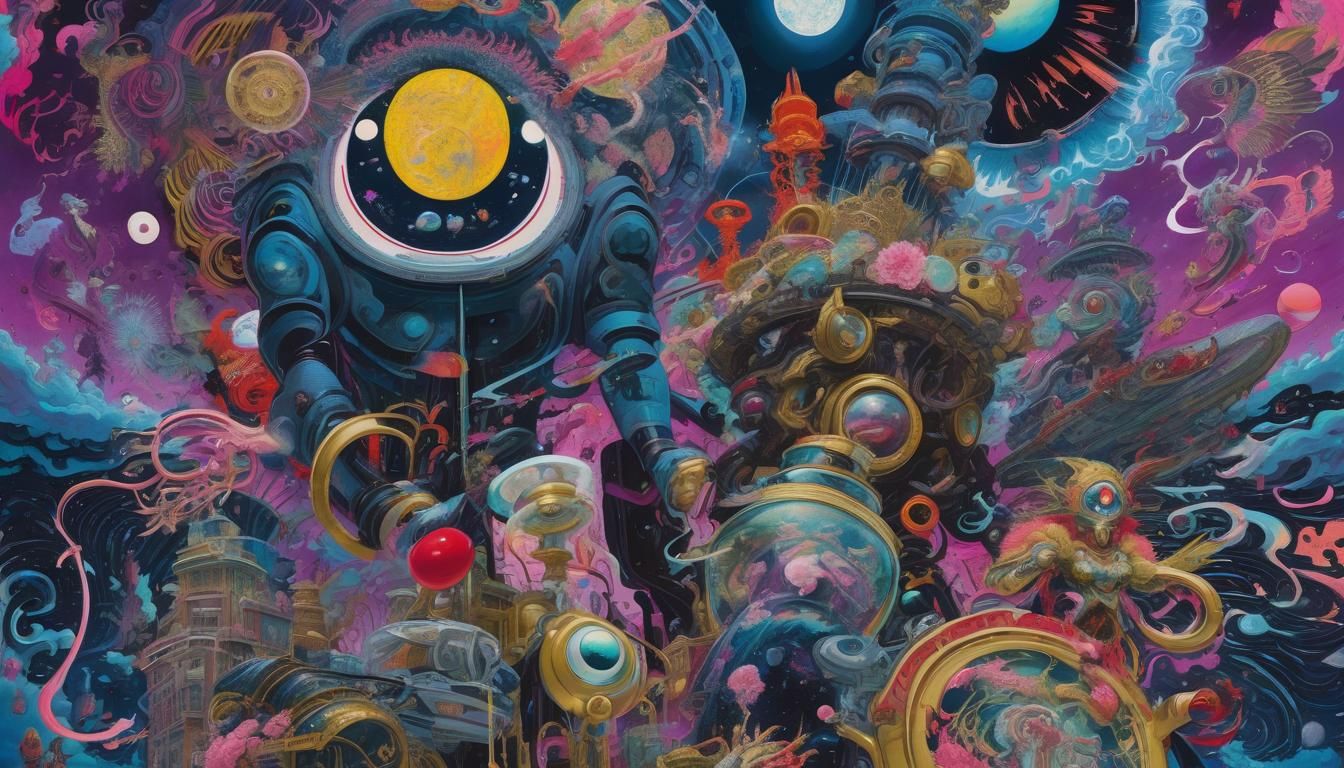 Surreal Dreamscape in Mixed Media Style