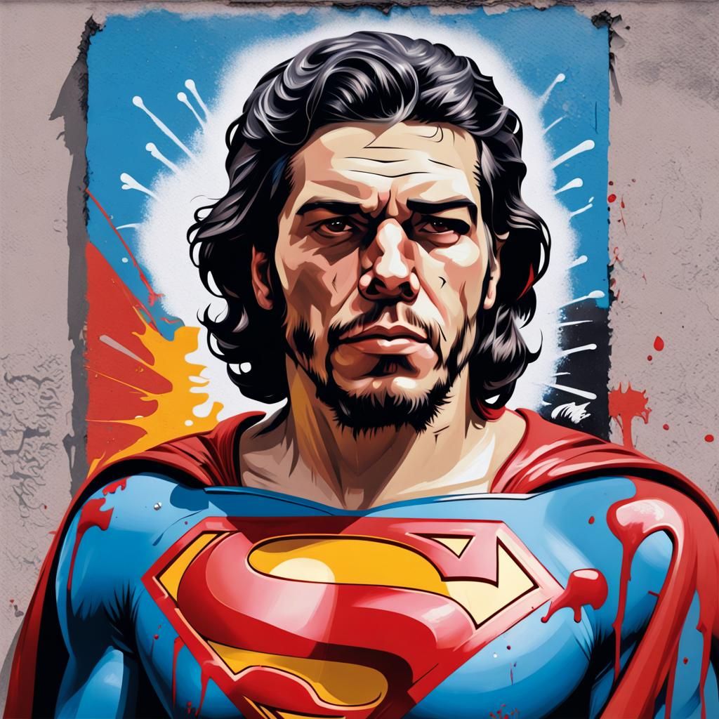 Che Guevara as Superman in Graffiti Street Art