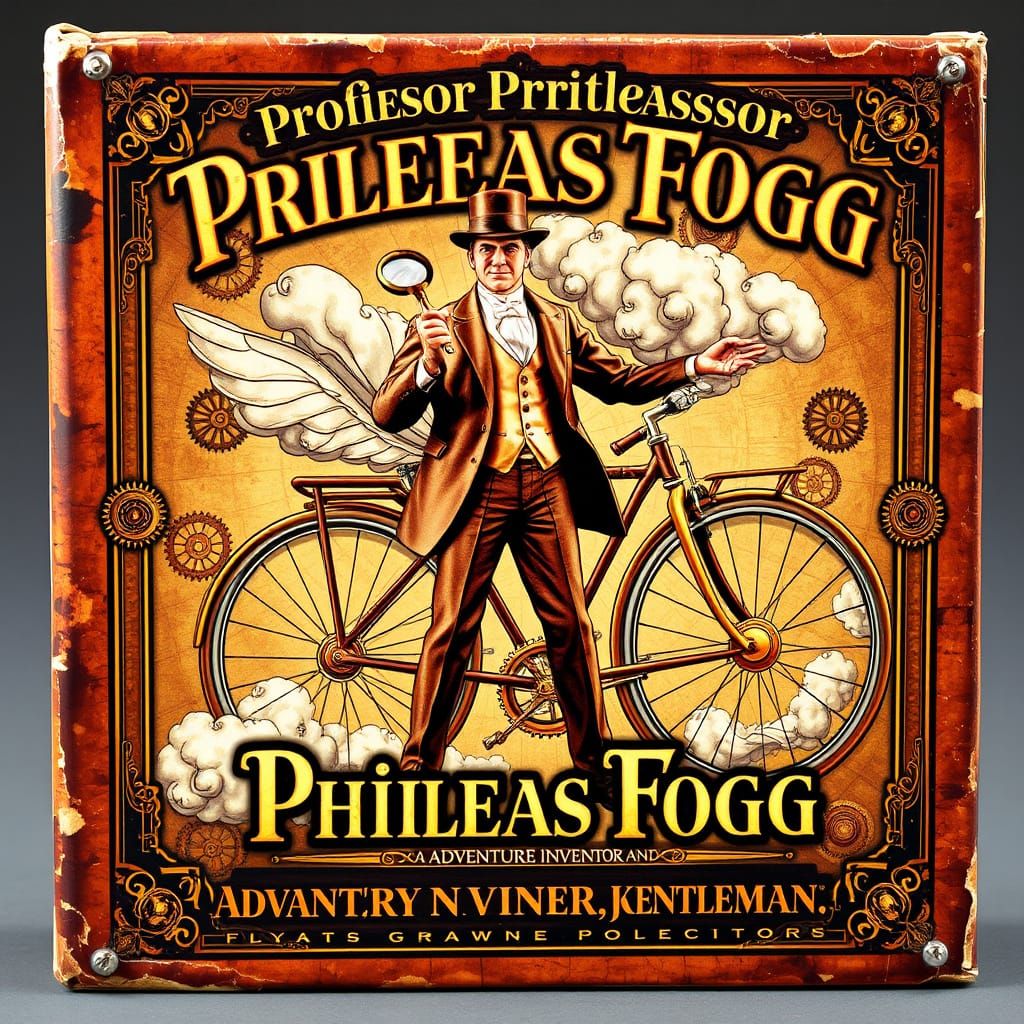 Vintage Steampunk Action Figure Box with Professor Phileas F...