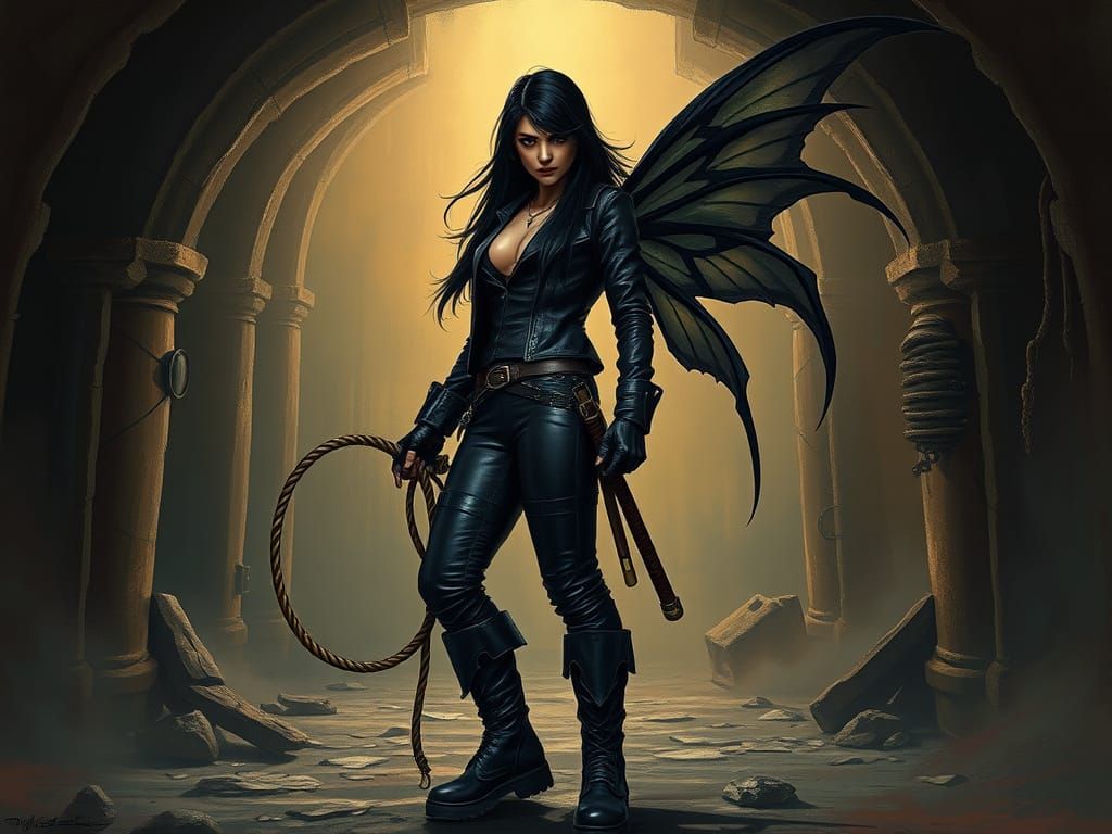 Dominant Fairy in Dungeon, Dark Fantasy Art