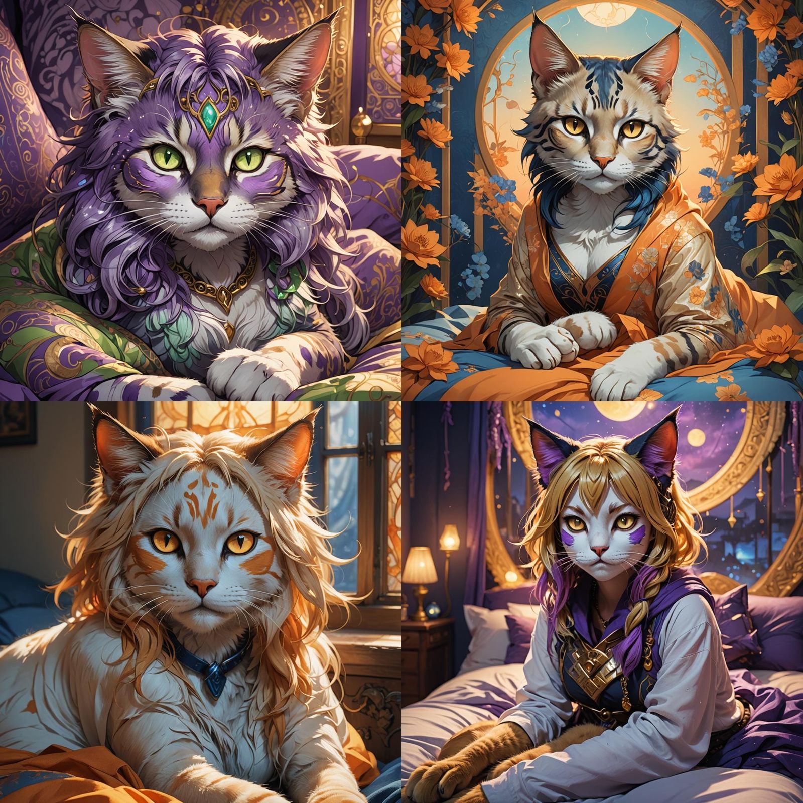 Detailed Cat-Girl Portrait in Fantasy Style