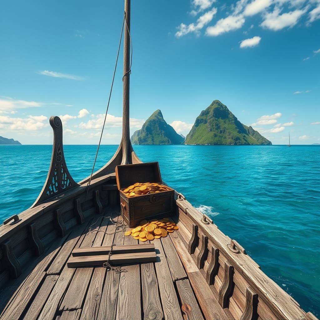 Elegant Viking Longship Sails Through Crystal Clear Waters