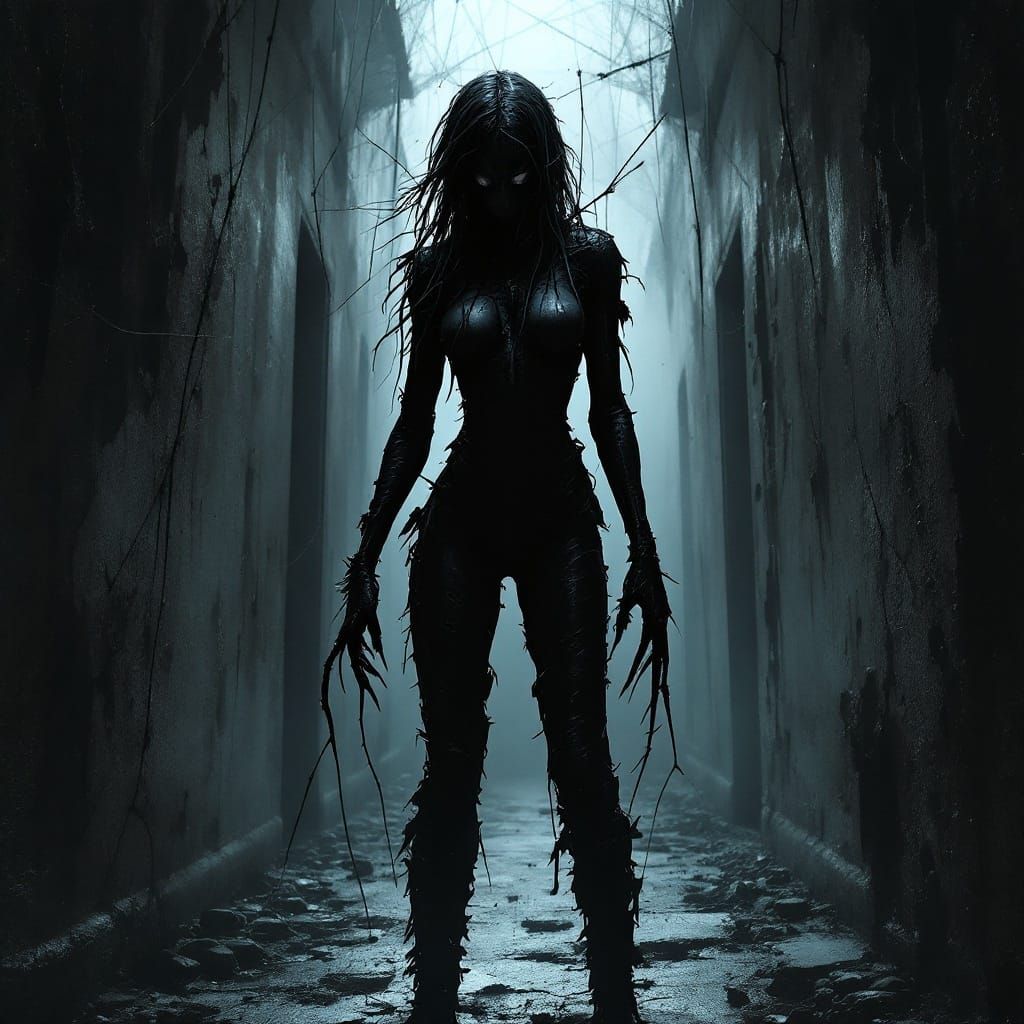 Spider-Woman Hybrid in Gothic Horror Style