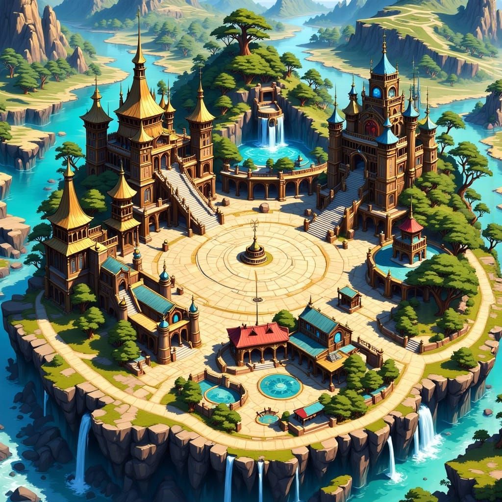 Isometric Planeswalkers' Guildhall Marketplace in Planescape