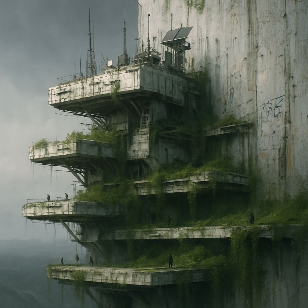 Abandoned Space Station on Cliff Face in Post-Apocalyptic Mi...