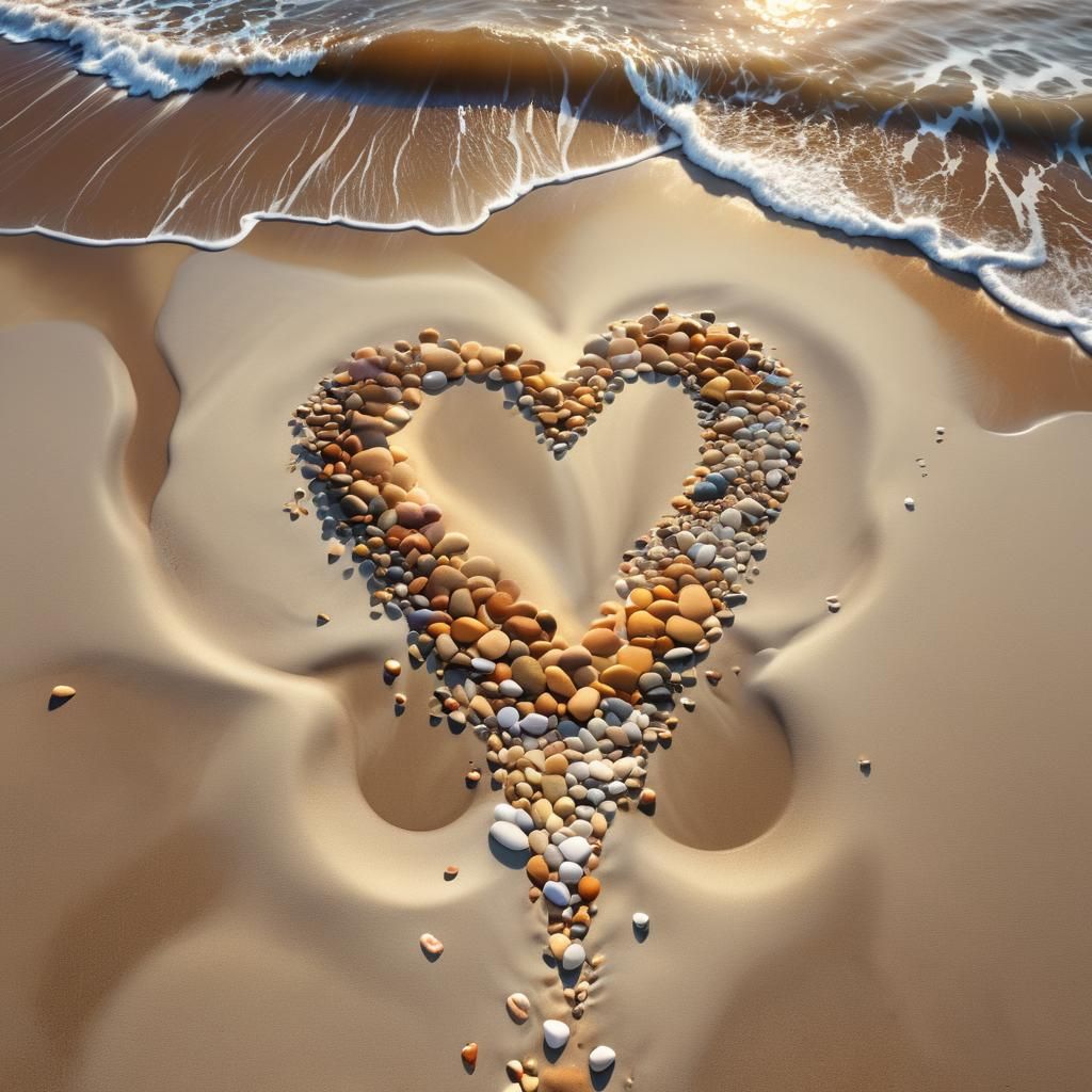 Heart of Stones on a Pastel Beach