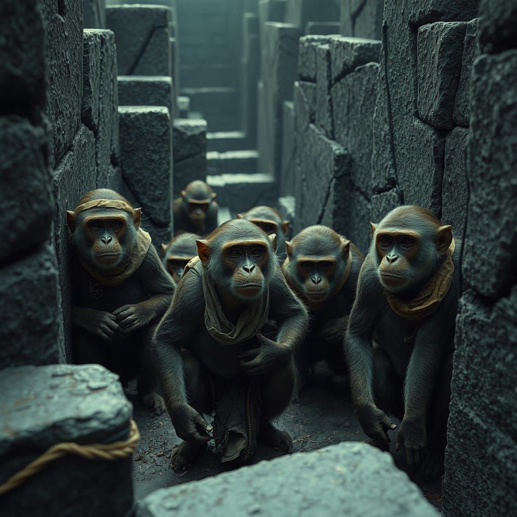 Monkeys Lost in a Maze: A Film Noir Scene