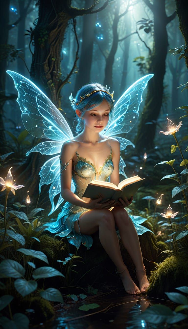 Luminous Pixie in Mystical Forest Clearing